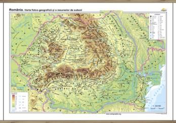 Romania: Harta fizico-geografica si a resurselor naturale de subsol 